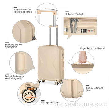 3 pièces Spinner Carry on Suitcase Ensemble